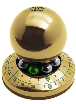 RPG DIce Spinner: D20 + D10 Gold with Green Indicator