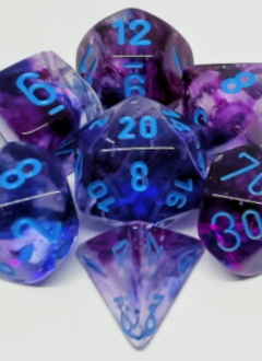 27557: 7pc Nebula Nocturnal/Blue Luminary Dice Set