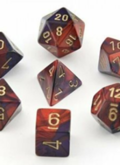 20626 Gemini: Mini 7pc Polyhedral Purple-Red / gold