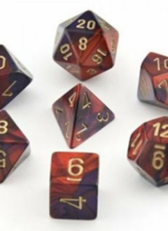 Gemini: Mini 7pc Polyhedral Purple-Red / gold