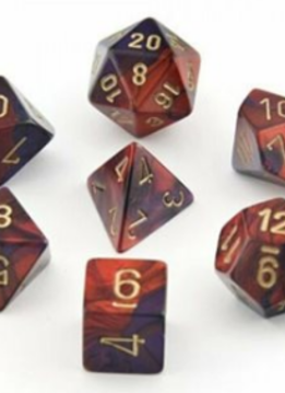 20626 Gemini: Mini 7pc Polyhedral Purple-Red / gold