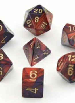 Gemini: Mini 7pc Polyhedral Purple-Red / gold