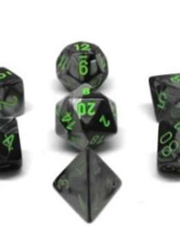 20645 Gemini: Mini 7pc Polyhedral Black-Grey / green