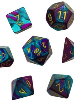 20649 Gemini: Mini 7pc Polyhedral Purple-Teal / gold