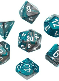 20656 Gemini: Mini 7pc Polyhedral Steel-Teal / white