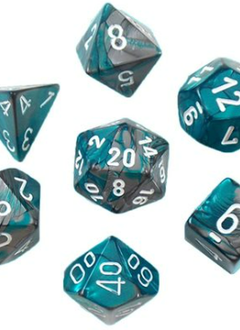 Gemini: Mini 7pc Polyhedral Steel-Teal / white