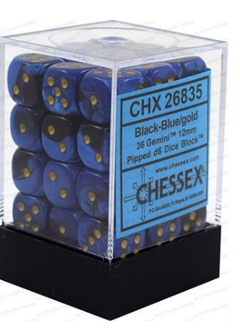 26835 36 black-blue w/gold gemini d6
