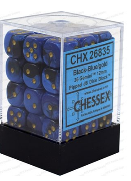 26835 36 black-blue w/gold gemini d6