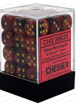 26833 36 black-red w/gold gemini d6