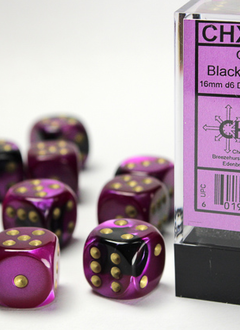 26640 Gemini 16mm d6 Black-Purple/gold Dice Block (12 dice)