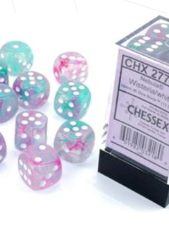 27745: 12D6 Nebula Wisteria/White Luminary Dice Set
