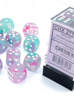 27745: 12D6 Nebula Wisteria/White Luminary Dice Set