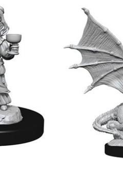 D&D NMM Unpainted: Wave 13: Silver Dragon Wyrmling & Female Halfling