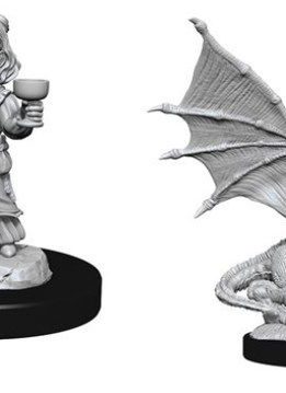 D&D NMM Unpainted: Wave 13: Silver Dragon Wyrmling & Female Halfling