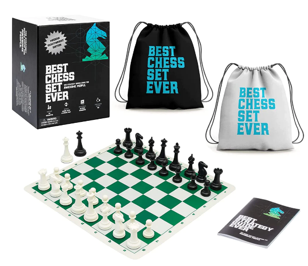 Best Chess Set Ever: Modern Style 3x (Black and Green Reversible)