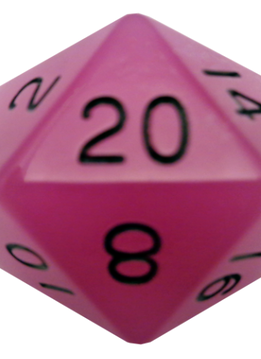 Mega Acrylic Dice D20: Glow Purple with Black 35mm