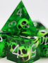 Green Skulls RPG Dice Set - Sharp Edges