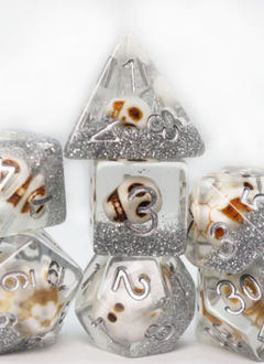 Skull and Silver RPG Dice Set