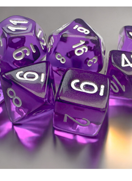 20377 Dice Set: Mini Translucent 7 Die Purple/White
