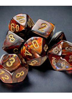 Dice Set: Mini Scarab 7 Die Blue Blood/Gold