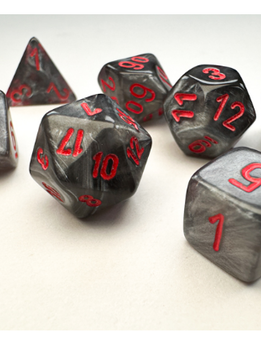 Dice Set: Mini Velvet 7 Die Black/Red