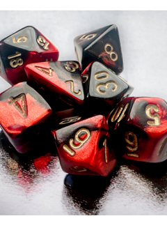 Dice Set: Mini Gemini 7 Die Black-Red/Gold