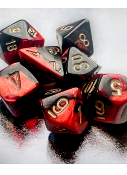 20633 Dice Set: Mini Gemini 7 Die Black-Red/Gold