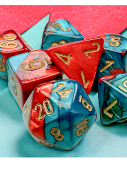 20662 Dice Set: Mini Gemini 7 Die Red-Teal/Gold
