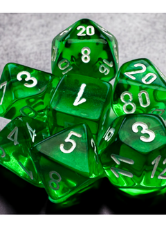 20375 Dice Set: Mini Translucent 7 Die Green/White