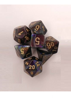 27499 : Lustrous - 7Pc Shadow/Gold dice set