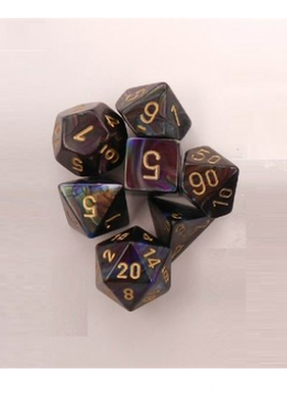 27499 : Lustrous - 7Pc Shadow/Gold dice set