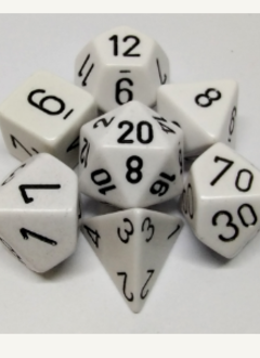 25401 : Opq 7pc White/black dice set