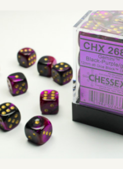 26840 Brique de 36 d6 12mm Gemini noir/violet avec points dorés