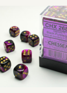 26840 Brique de 36 d6 12mm Gemini noir/violet avec points dorés