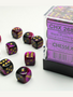 26840 Brique de 36 d6 12mm Gemini noir/violet avec points dorés