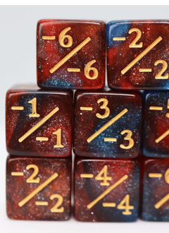 -1/-1 Counter Red & Blue Glitter Dice for MTG: Set of 8