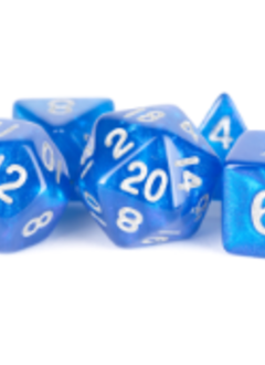 Dice: Acrylic 7pc Set: Stardust Blue w/ Silver Numbers