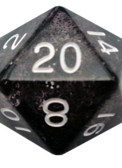 Dice: Acrylic 35mm D20: Ethereal Black w/ White Numbers