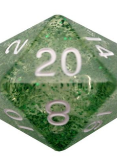 Dice: Acrylic 35mm D20: Ethereal Green w/ White Numbers