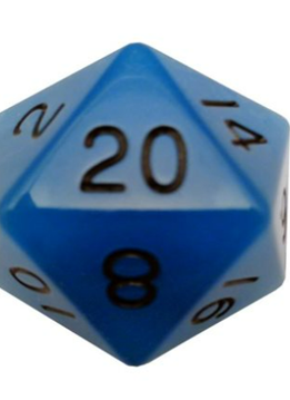 Dice: Acrylic 35mm D20: Glow in the Dark: Blue w/ Black Numbers