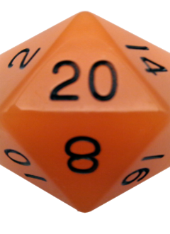 Dice: Acrylic 35mm D20: Glow in the Dark: Orange w/ Black Numbers