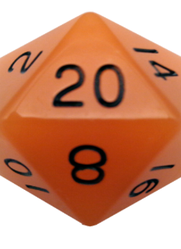 Dice: Acrylic 35mm D20: Glow in the Dark: Orange w/ Black Numbers