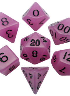 Dice: Acrylic 7pc Set: Glow in the Dark: Purple