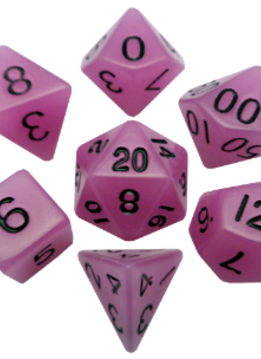 Dice: Acrylic 7pc Set: Glow in the Dark: Purple