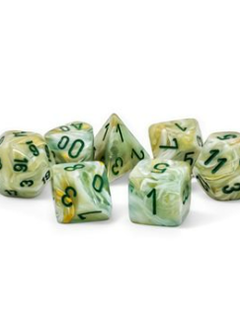 22409 Big 7-Dice Set: Marble Mega-Hedral Green/Dark Green