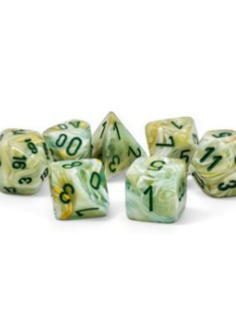 22409 Big 7-Dice Set: Marble Mega-Hedral Green/Dark Green