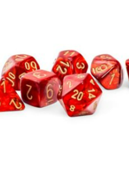 22414 Big 7-Dice Set:  Scarab Mega-Hedral Scarlet/Gold