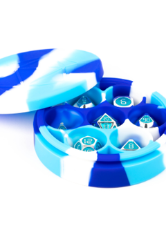 Dice Case: Silicone Round Blue/White (Case only)