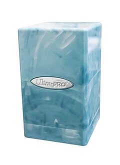 Deck Box: Marble Light Blue/White Satin Tower (100ct)