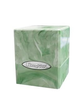 Deck Box: Marble Lime Green/White Satin Cube (100ct)